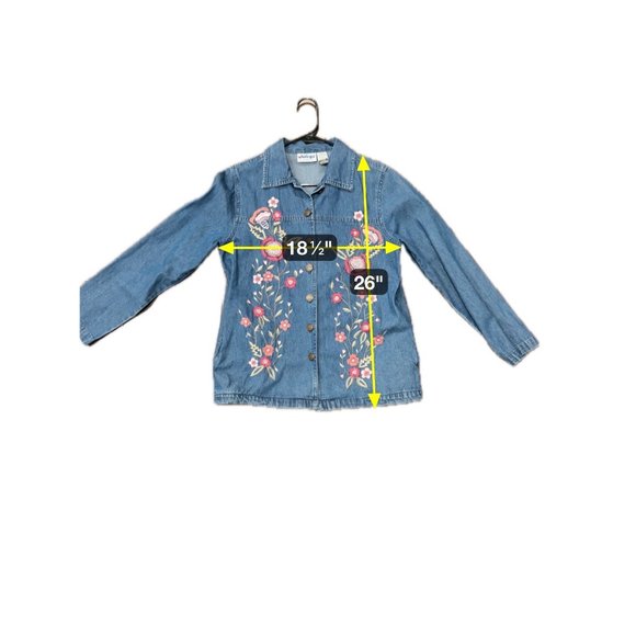 Vintage National Womens Embroidered Denim Button Up Jacket Floral Design Sz 8 - Picture 7 of 8